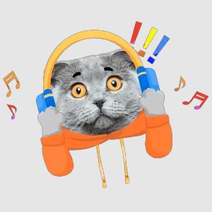 cat listening music sticker
