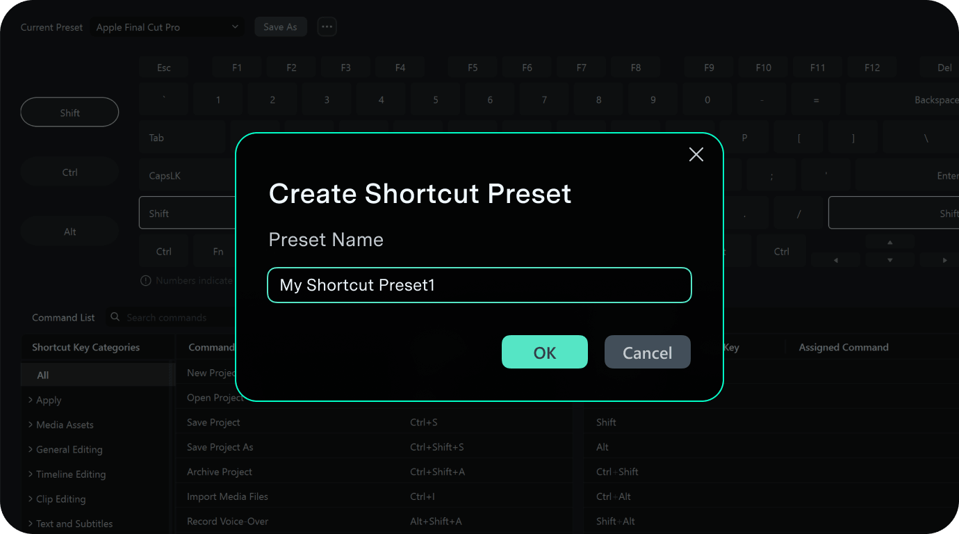 save your custom shortcuts