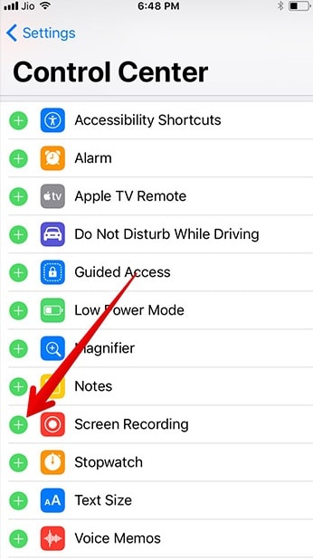 ميزة تسجيل الشاشة في جهاز iPhone iOS