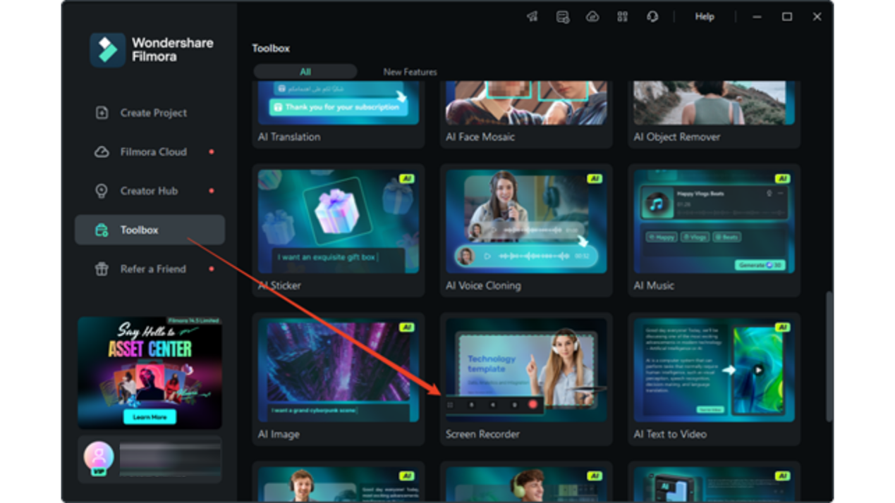 select screen recorder in filmora