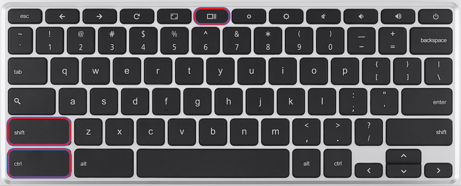 Captura de tela no Chromebook usando atalho de teclado