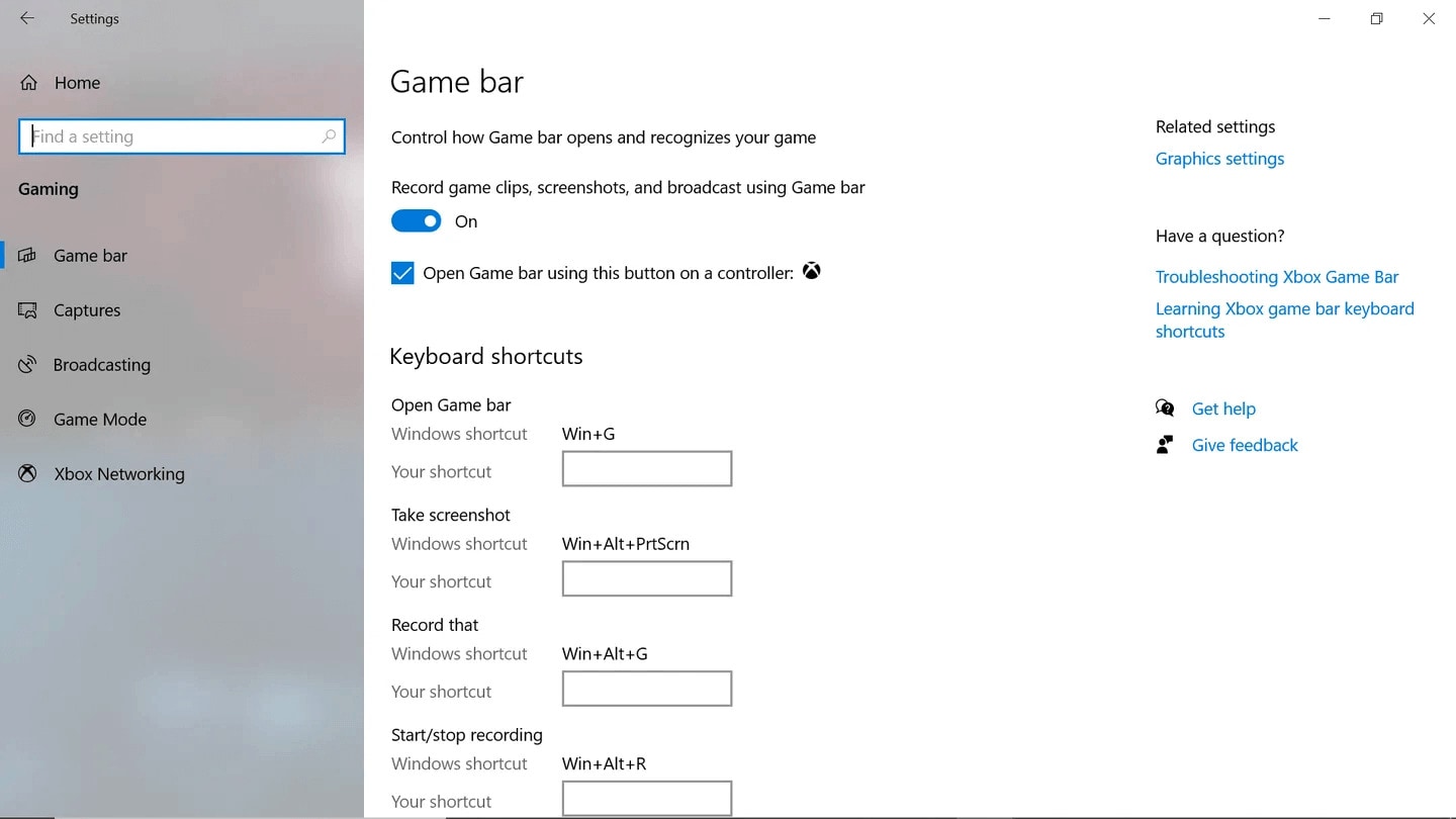 enable the game bar on a windows computer