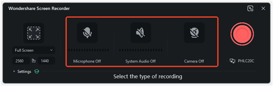 select the type of recording