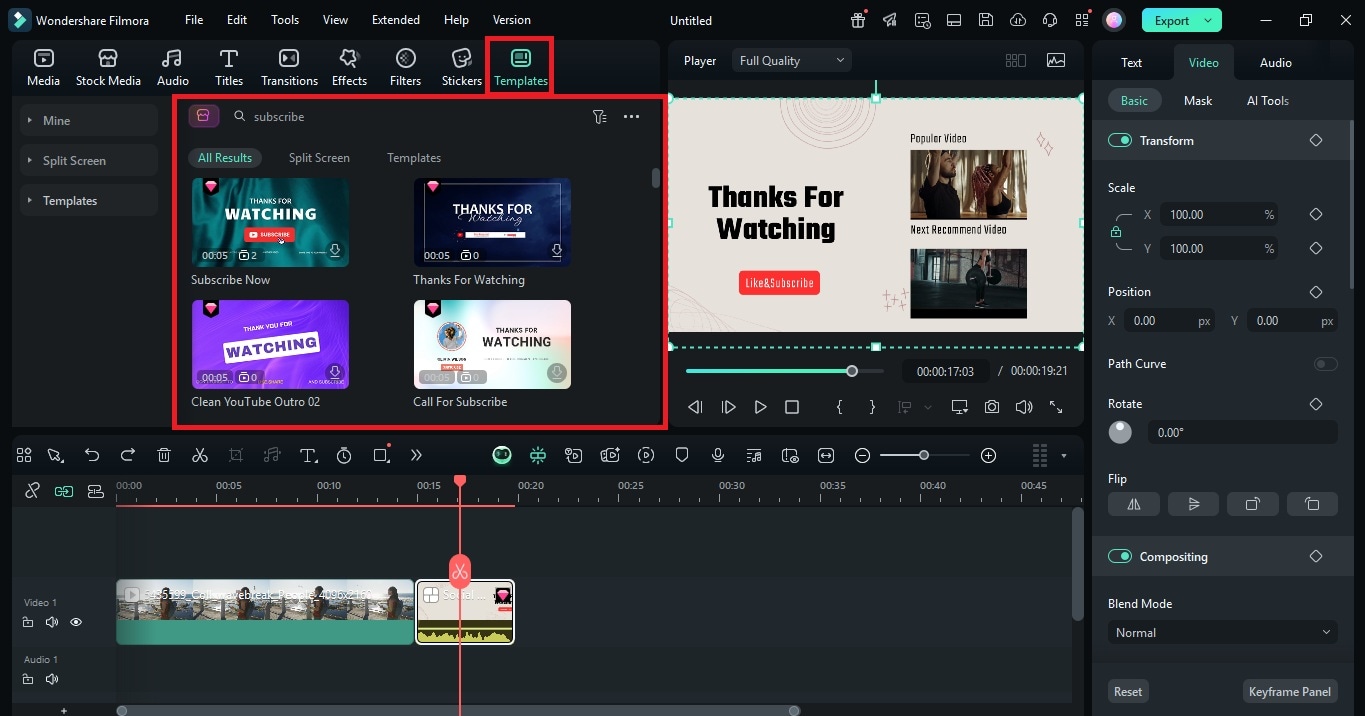 filmora customizable subscribe templates