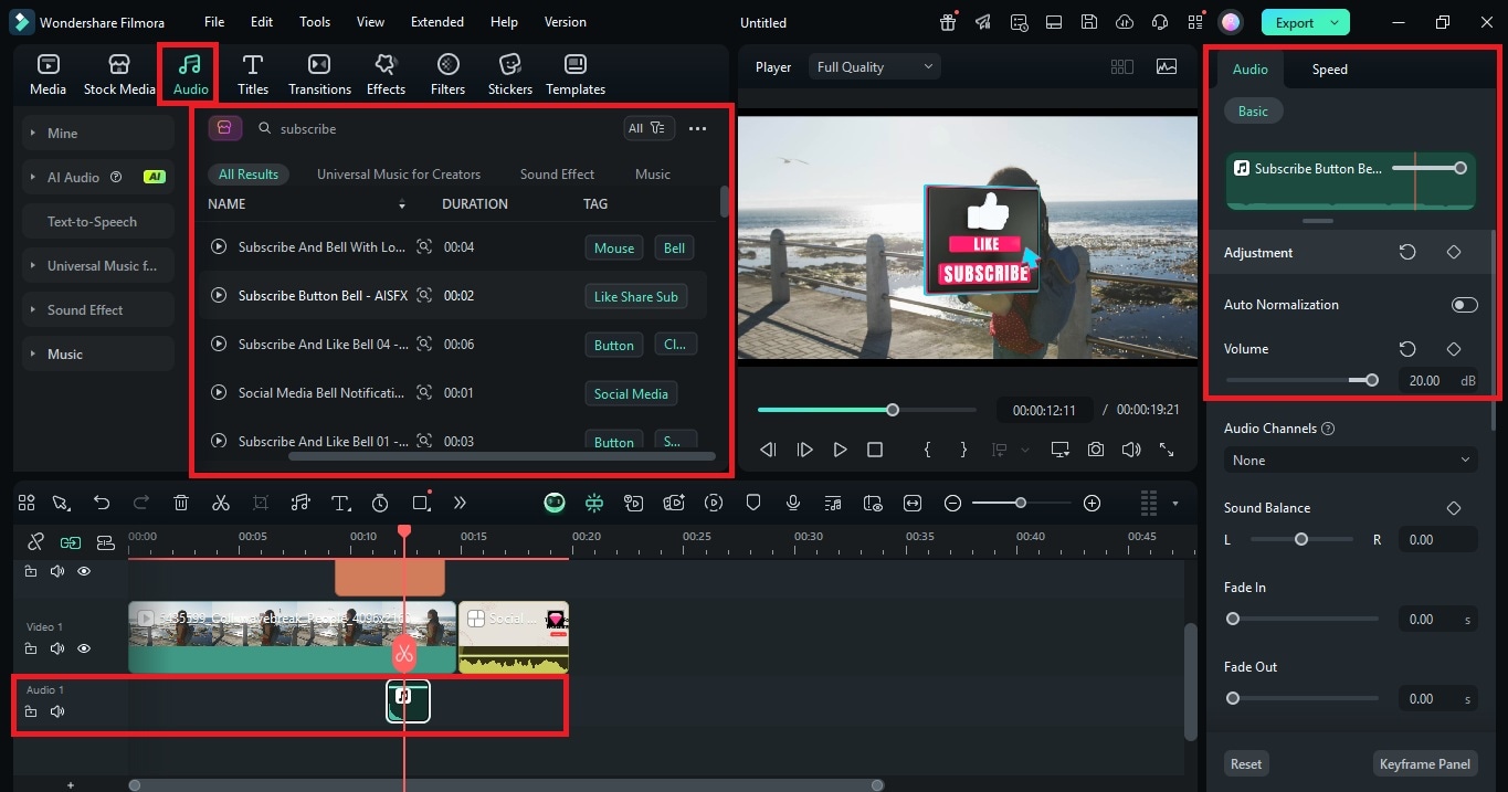 audio like and subscribe notification bell