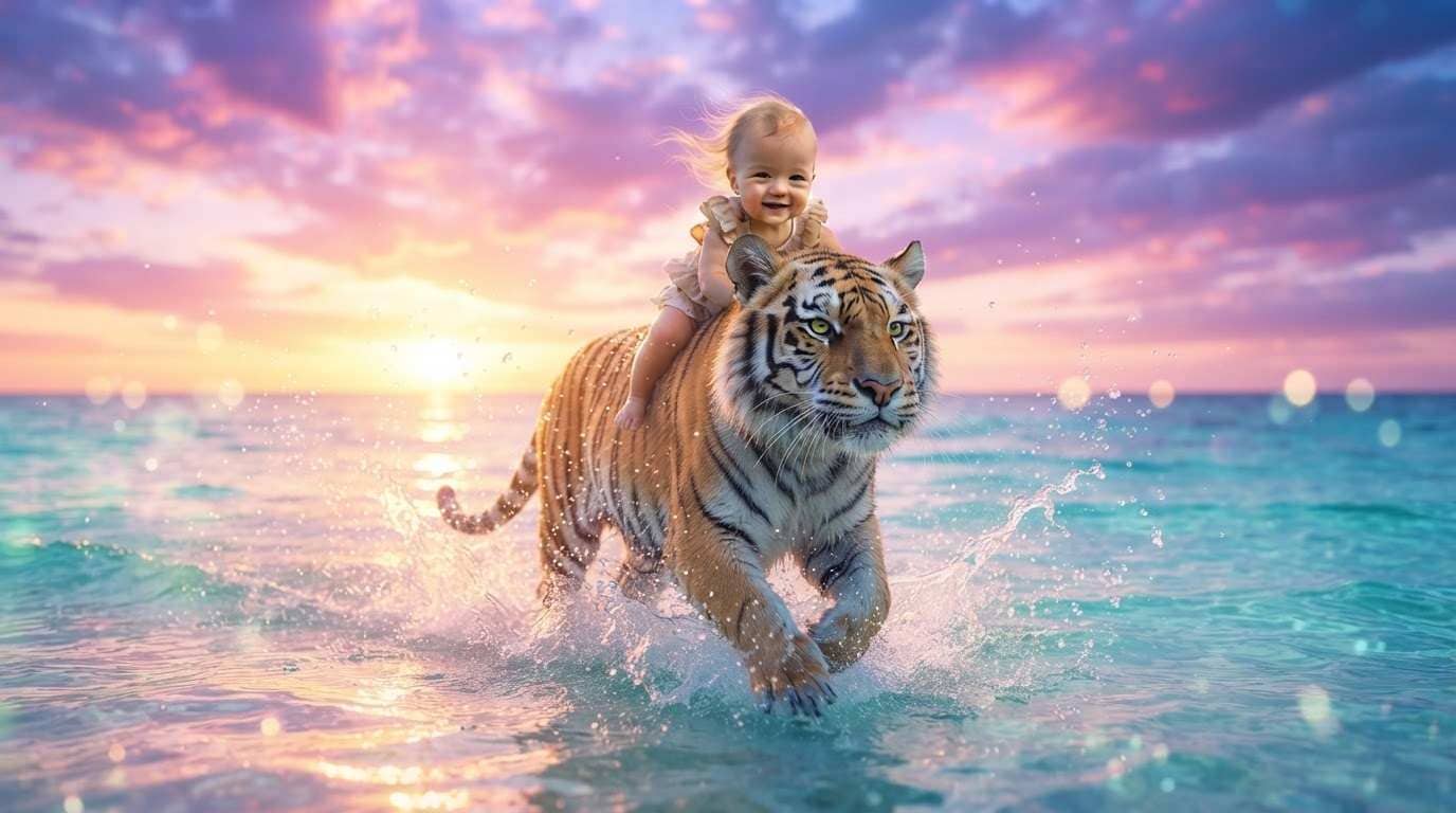 Filmora transforms static baby ride images into dynamic animated videos with AI motion