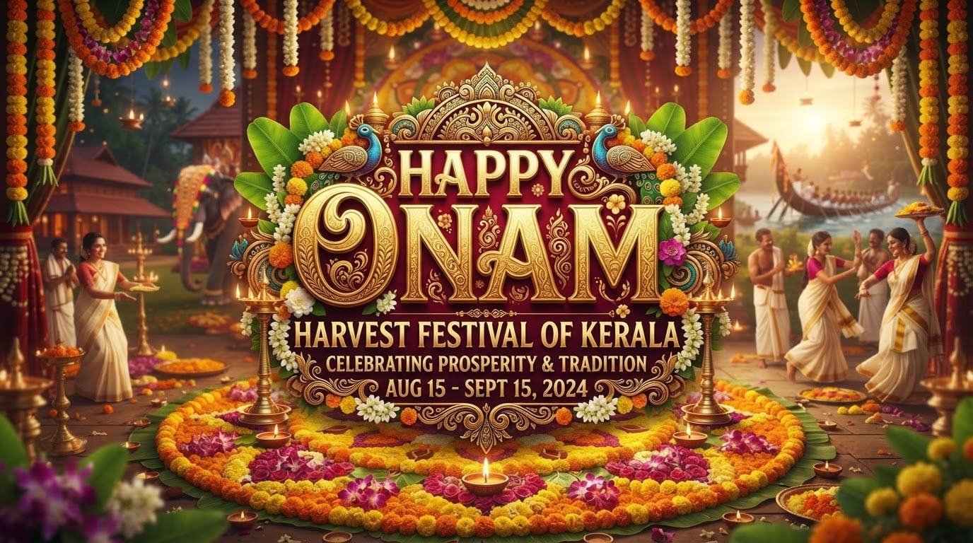 Authentic Onam Title Design & Typography