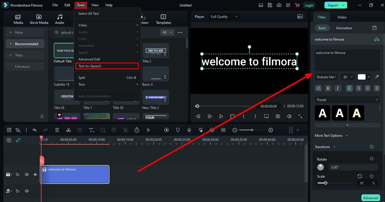 éditeur de vidéo filmora interface