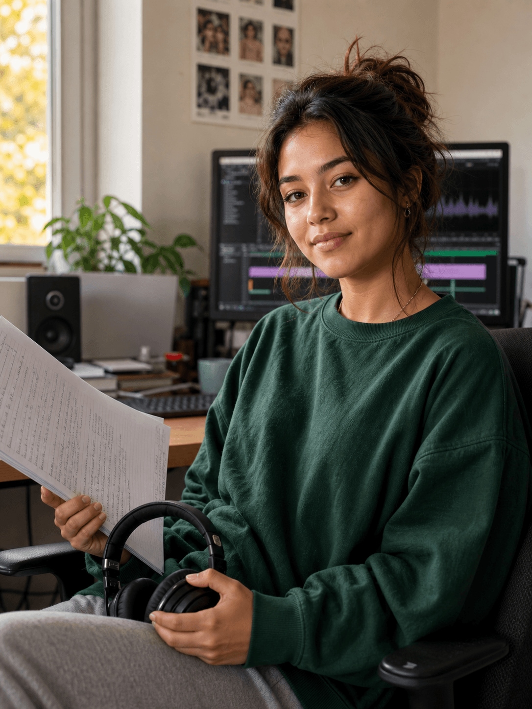 Chloe Martin, a student creator creating study videos