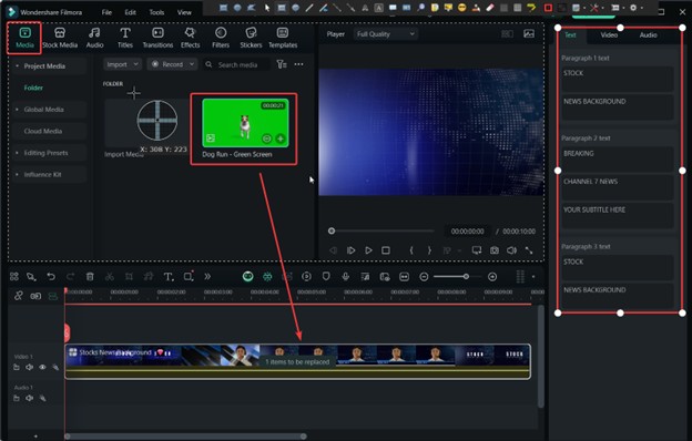 filmora editing template interface