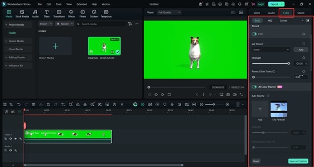 filmora color grading