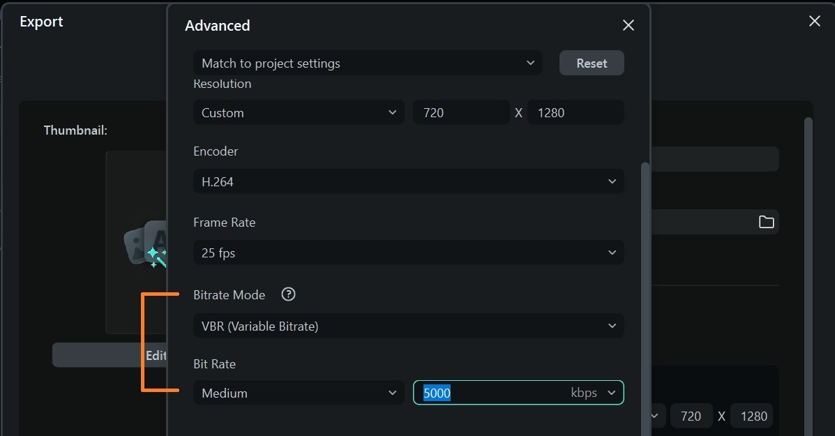 exporting bitrate
