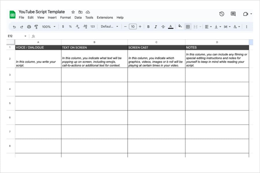 simple youtube script template