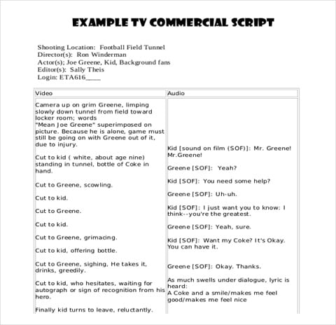 commercial video script template