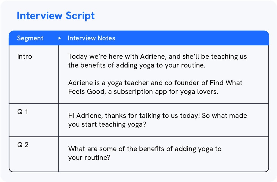 interview video script template