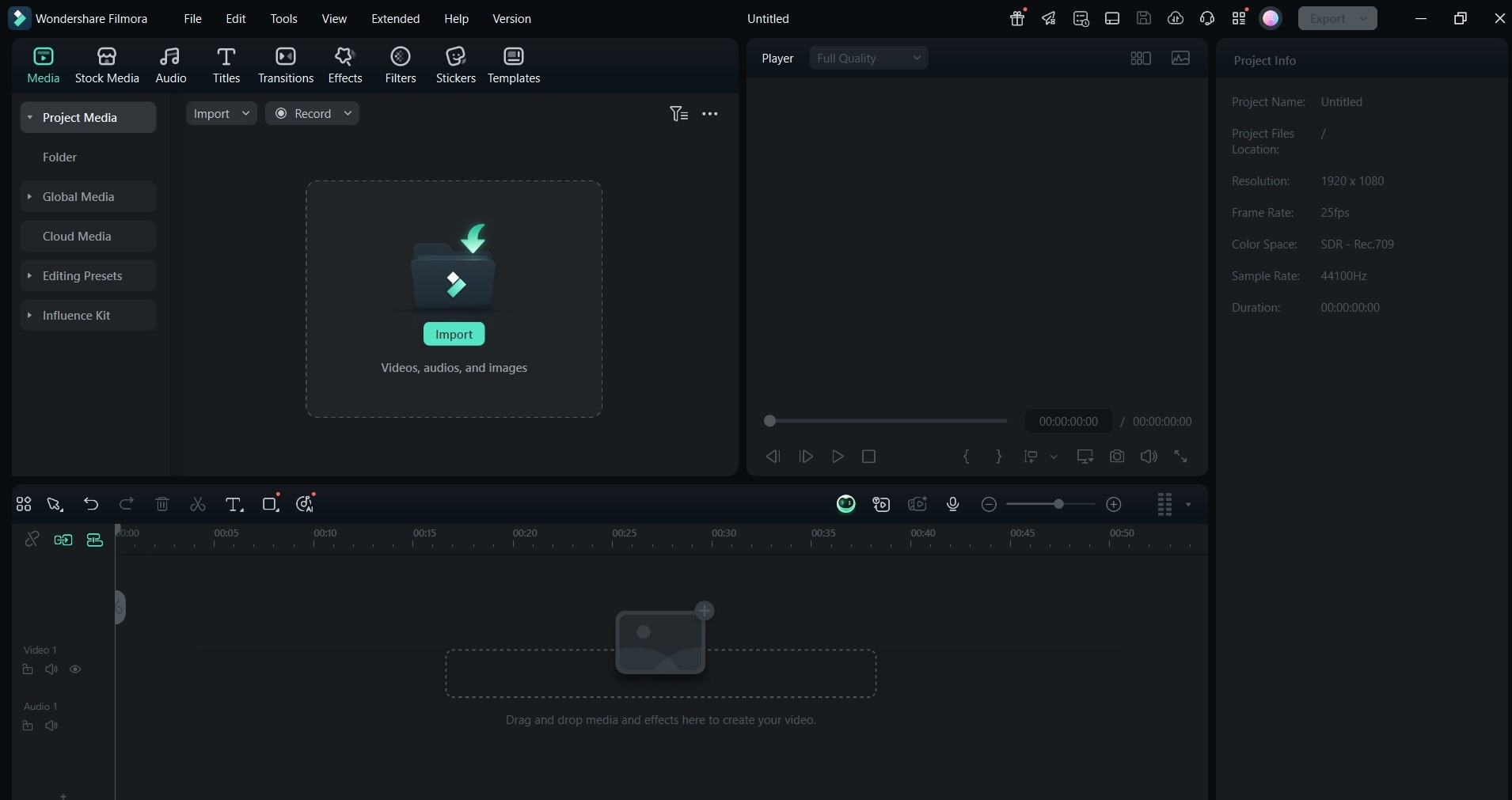 filmora editing interface