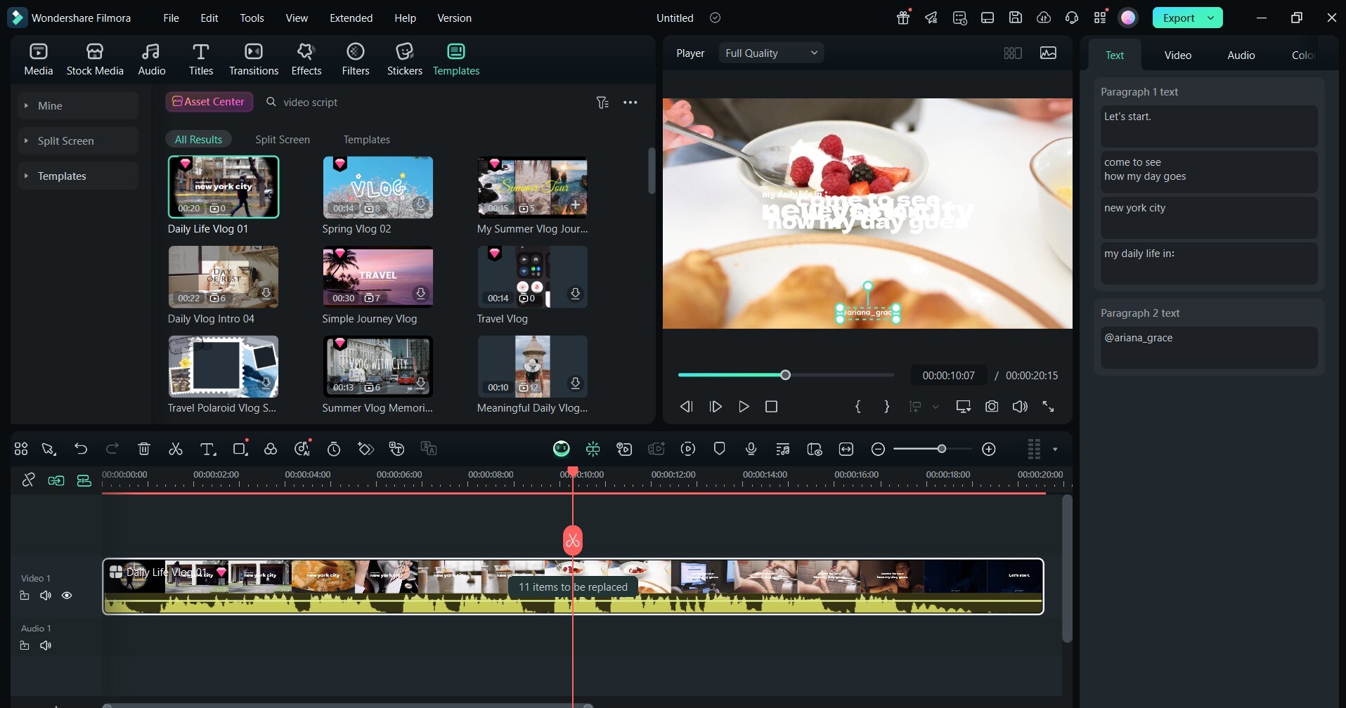 adding templates in editing interface