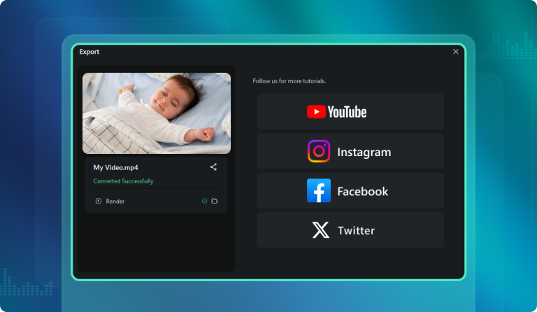 export and share the ai baby videos