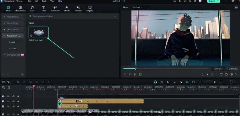 adjustment layer in filmora