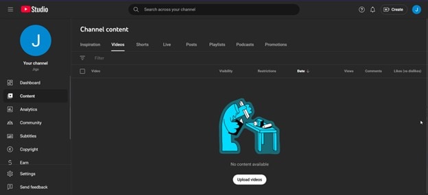 youtube creator interface