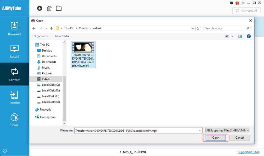 Convert Videos - Add Videos to Wondershare AllMyTube for Windows