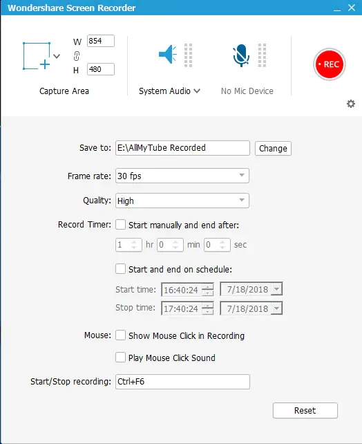 Record Video - Settings for Recording Process