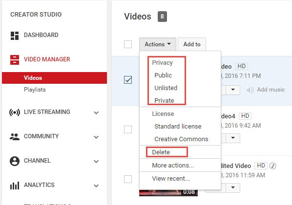 remove youtube videos