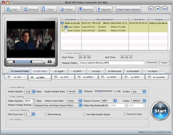 WinX HD Video Converter Mac版