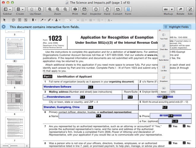 create PDF form on Mac