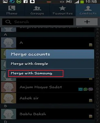 backup contacts samsung