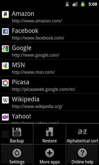 backup bookmarks android