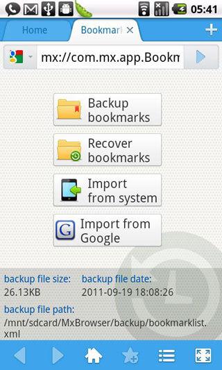backup android bookmarks