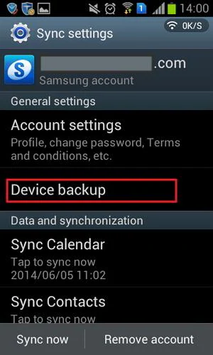 backup di Samsung galaxy cloud