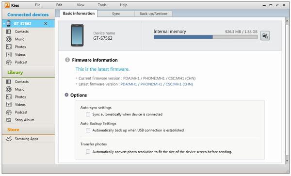export and import files using Samsung Kies 3