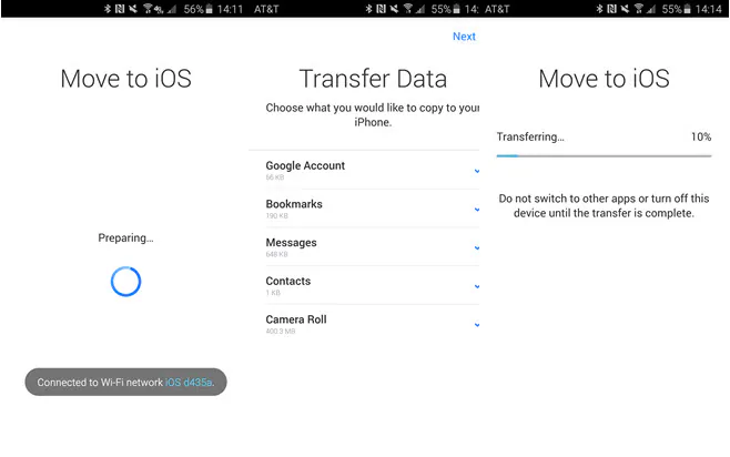 transférer des contacts d'android vers iphone