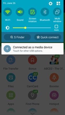 Connexion directe de l'appareil Samsung au PC via USB 
