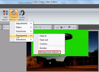 pantalla verde en editor de video vsdc