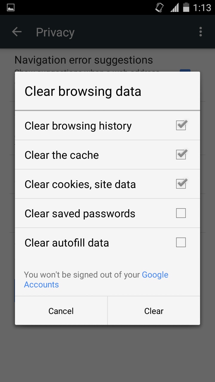 clear browser history on phone