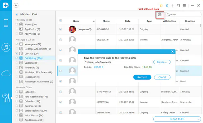 device data backup and export