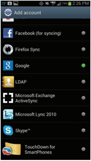 étapes pour synchroniser le message texte Android avec Exchange