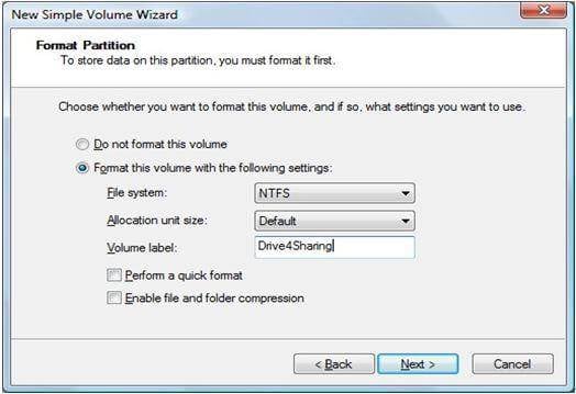Quick Format Command Vista