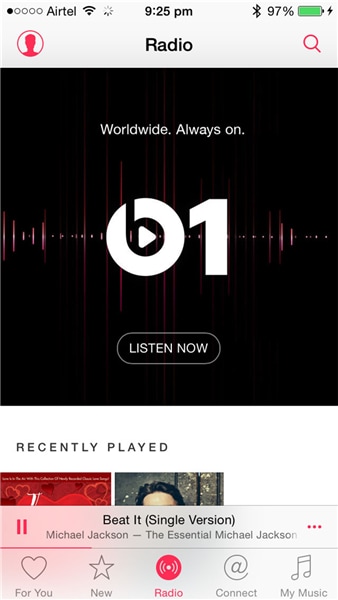 iphone music connect tab