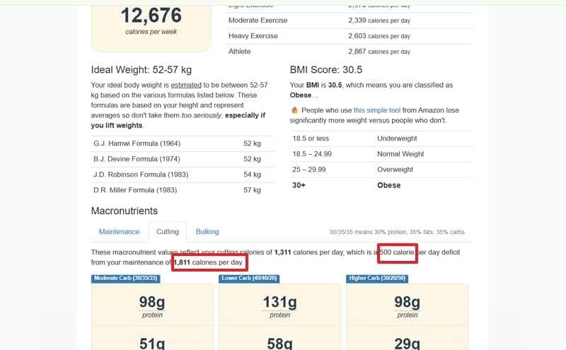 check calorie intake deficit