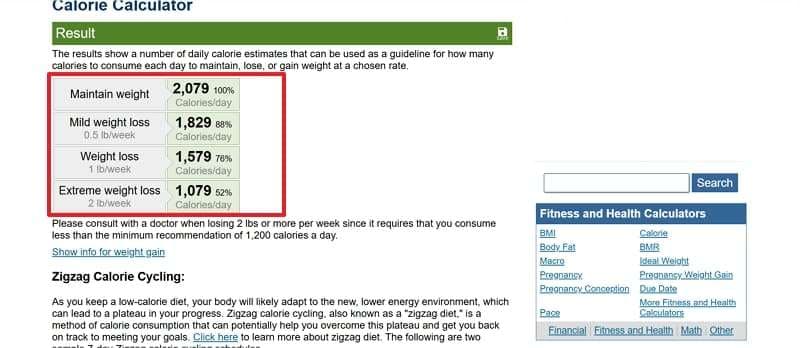 access calorie deficit amount