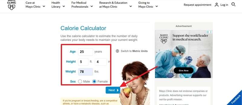 add age and gender press next