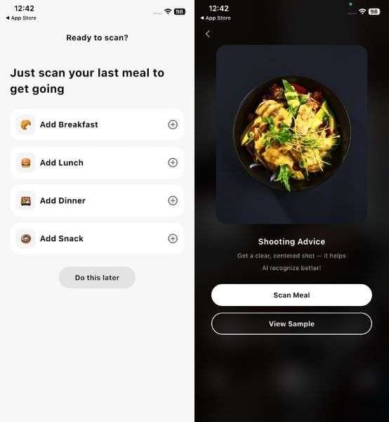 choose scan the meal option