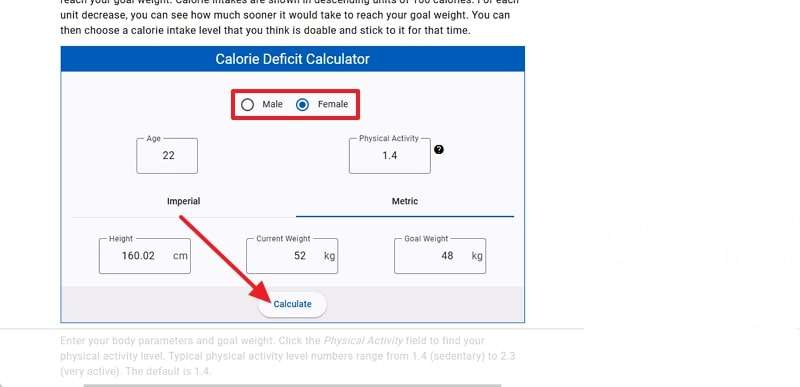 add info and press calculate