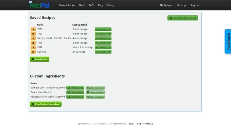 nutrition analysis with recipal