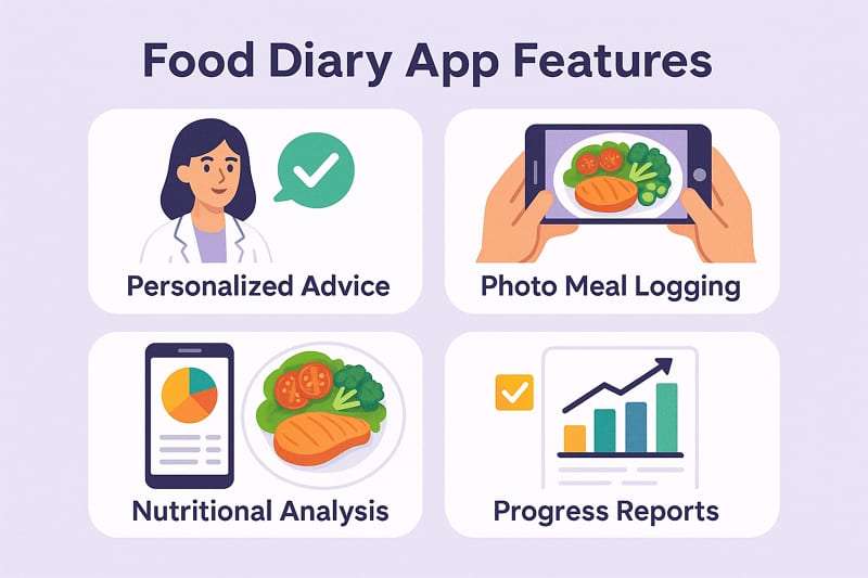 features of food diary app
