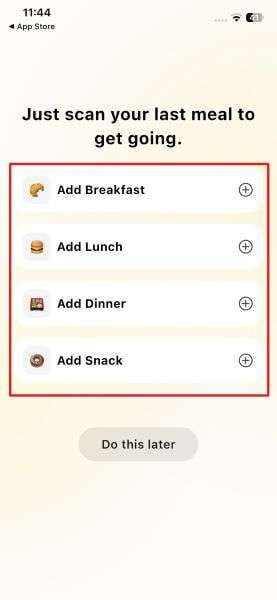 categorize the meal on app